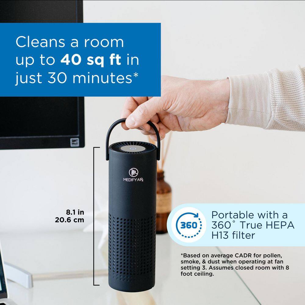 MEDIFY AIR Portable Air Purifier with True HEPA H13 Filter 40 sq. ft. Coverage Black (1-Pack) MA-10-B1