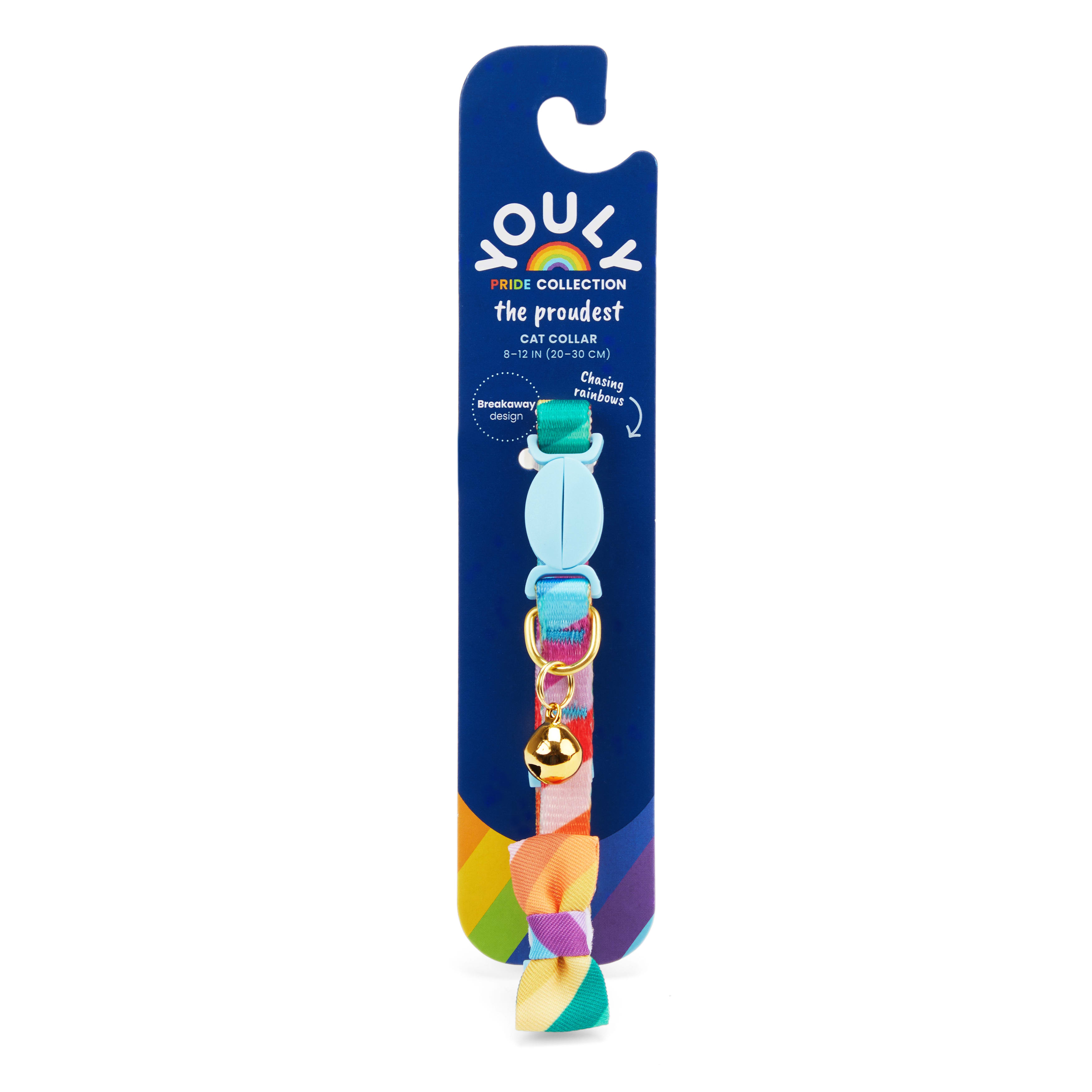 YOULY Rainbow Slant Cat Collar， Medium