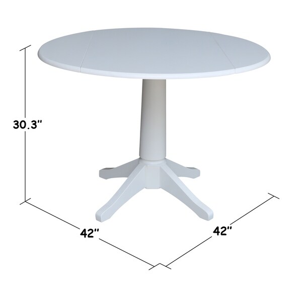 42 in Round Top Dual Drop Leaf Pedestal Table - White