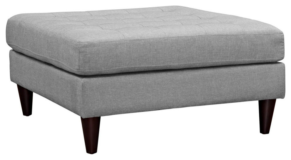 Melanie Light Gray Upholstered Fabric Large Ottoman   Midcentury   Footstools And Ottomans   by Peachtree Fine Furniture  Houzz