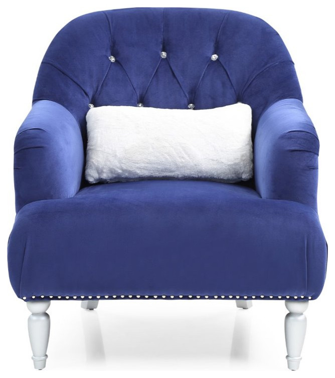 Glory Furniture Jewel Velvet Chair in Blue   Traditional   Armchairs And Accent Chairs   by Homesquare  Houzz