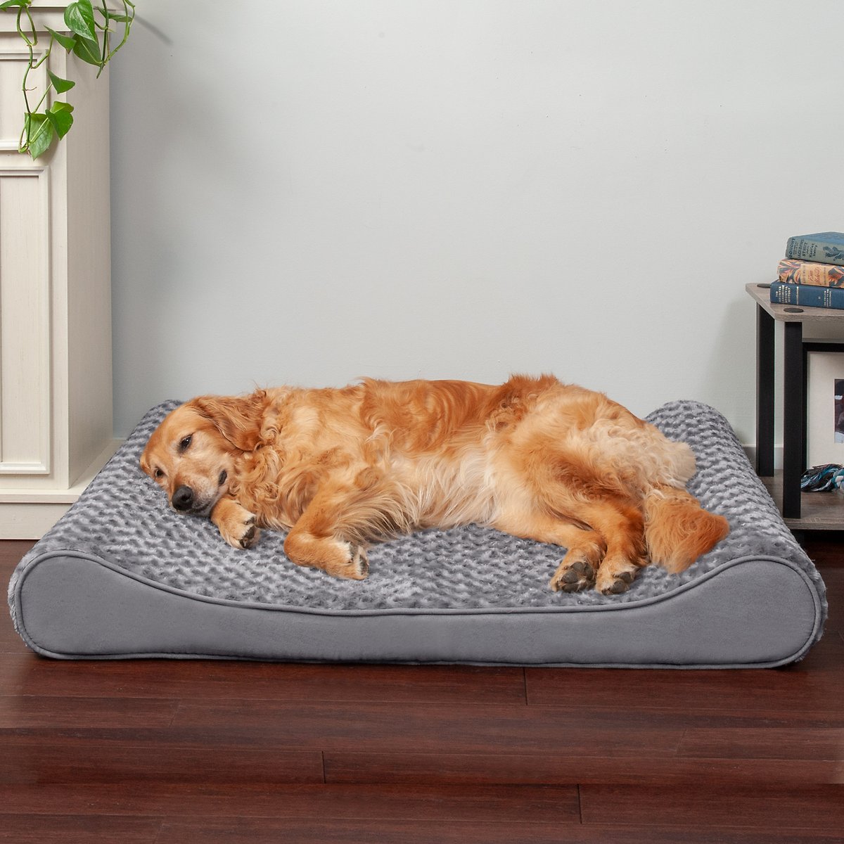 FurHaven Ultra Plush Luxe Lounger Orthopedic Cat and Dog Bed w/Removable Cover， Jumbo (Gray)