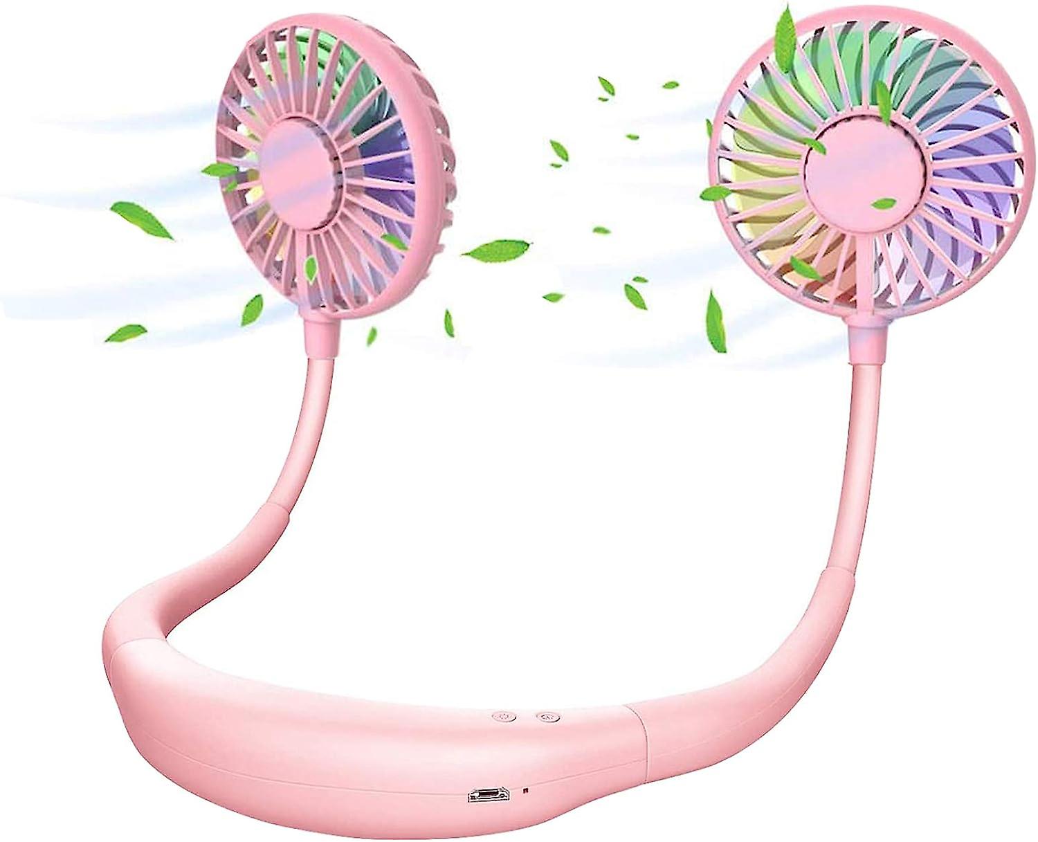 Upgraded Version Portable Neck Fan， Color Changing Led， With Aromatherapy， 360 Free Rotation，and Lower Noise Strong Airflow Headphone Design For Sport