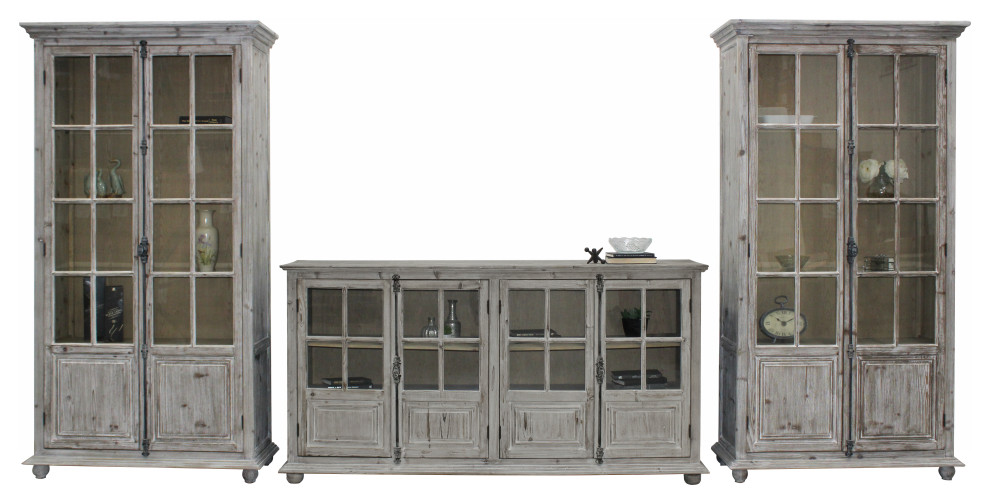 Syracuse 3 Piece Living Room Set With 4 Door Sideboard and 2 2 Door Cabinet   French Country   Living Room Furniture Sets   by Moti  Houzz