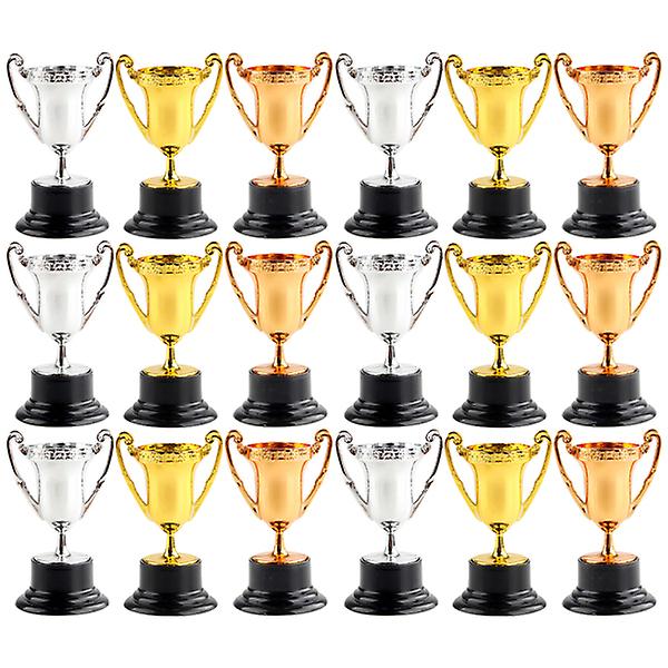 18pcs Mini Award Trophy Plastic Reward Prizes Decor Kindergarten Mini House Accessory