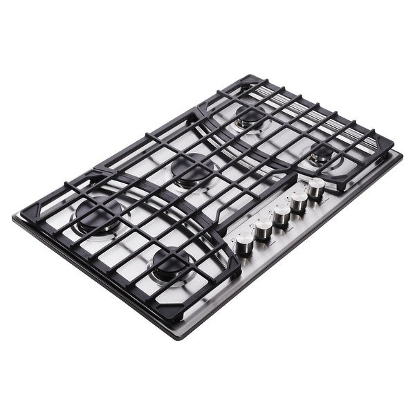 30 in. Gas Cooktop，Stainless Steel Gas Cooktop，NG/LPG Convertible Gas Burners，5 Burners Gas Stovetop.