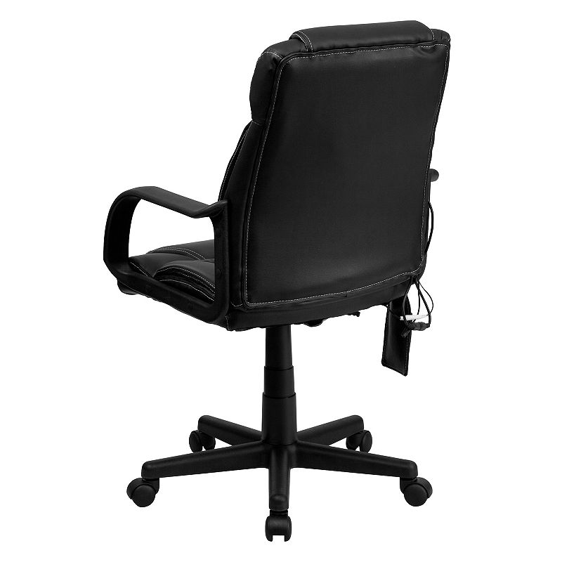 Emma and Oliver Mid-Back Ergonomic Massaging Black LeatherSoft Executive Swivel Office Arm Chair