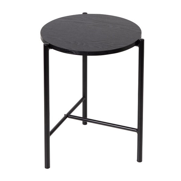 Black Round Side Table with T-Pattern Base