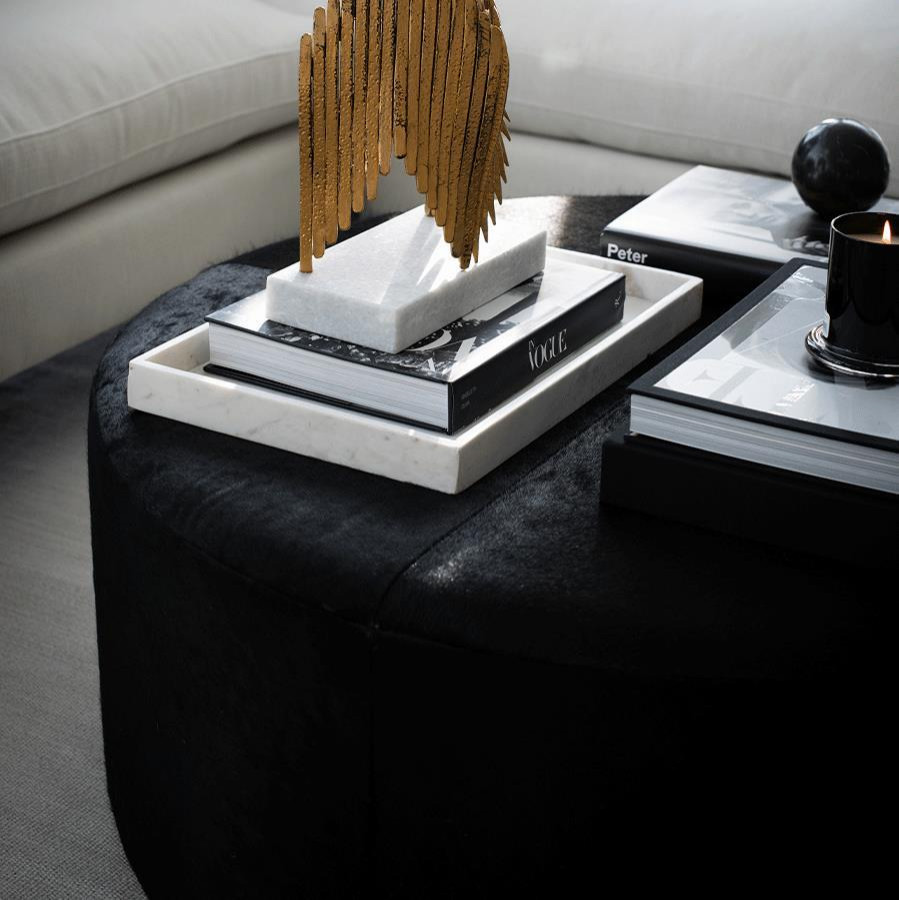 Ottoman ST FRANCIS Ebony Hide Black Top Grain Leather   Contemporary   Footstools And Ottomans   by EuroLuxHome  Houzz