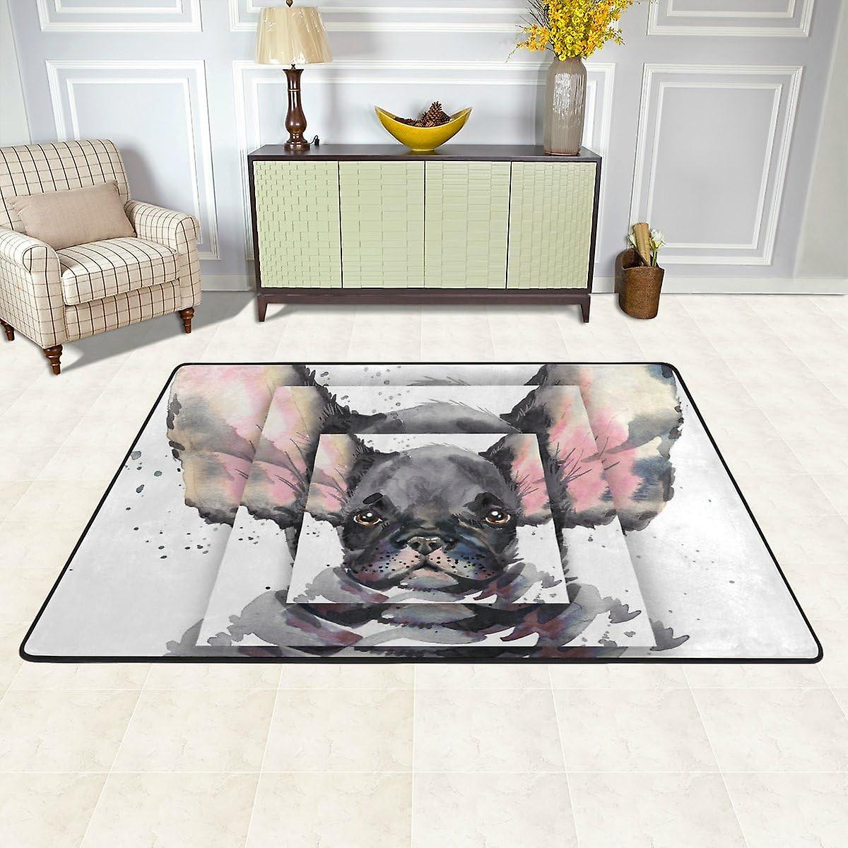 Cute Puppy Dog Area Rug Pad - 36 X 24 Inch - 100% Light Weight Polyester Fabric For Living - Bedroom