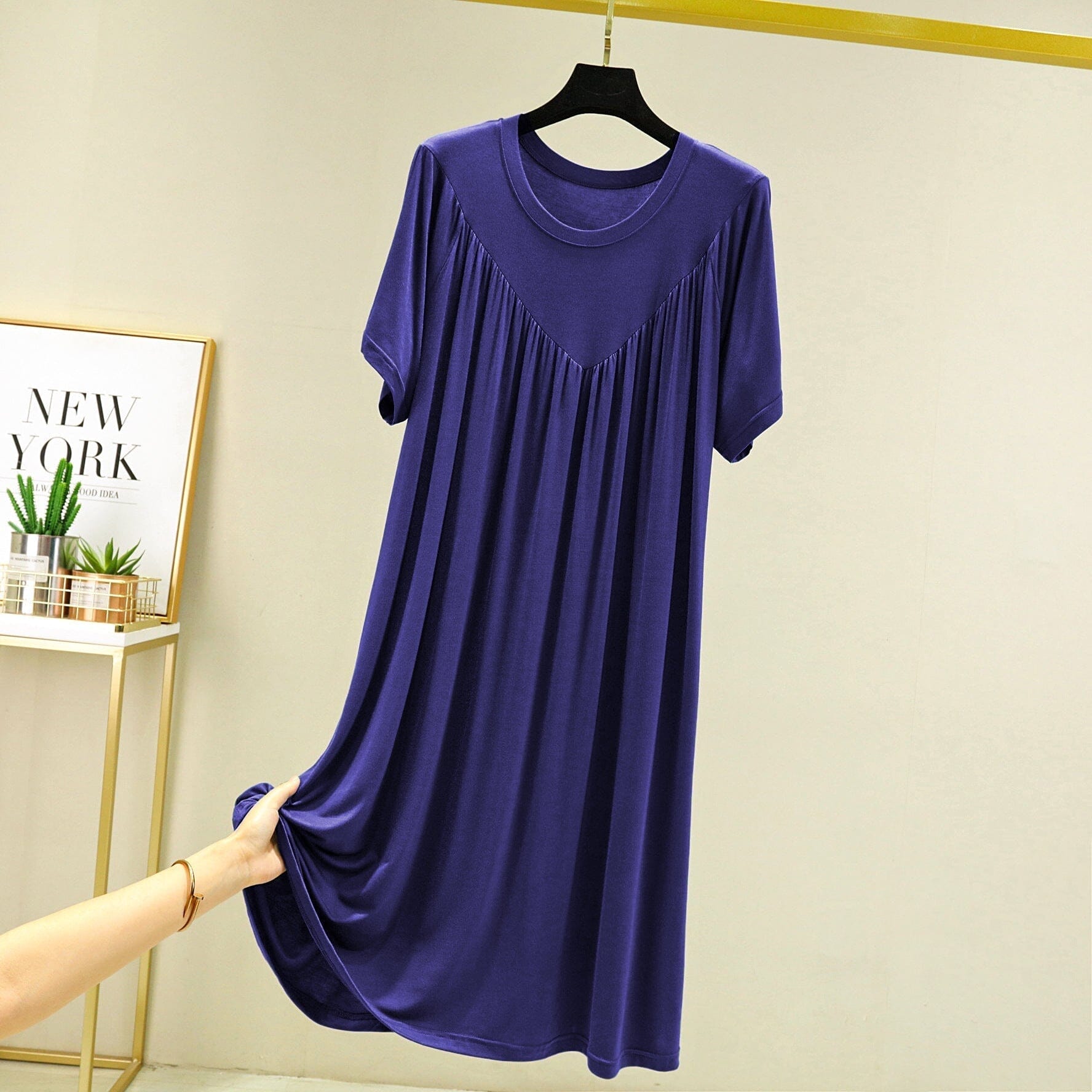 Super Soft Comfortable Short Sleeve Loose Pajama Dress