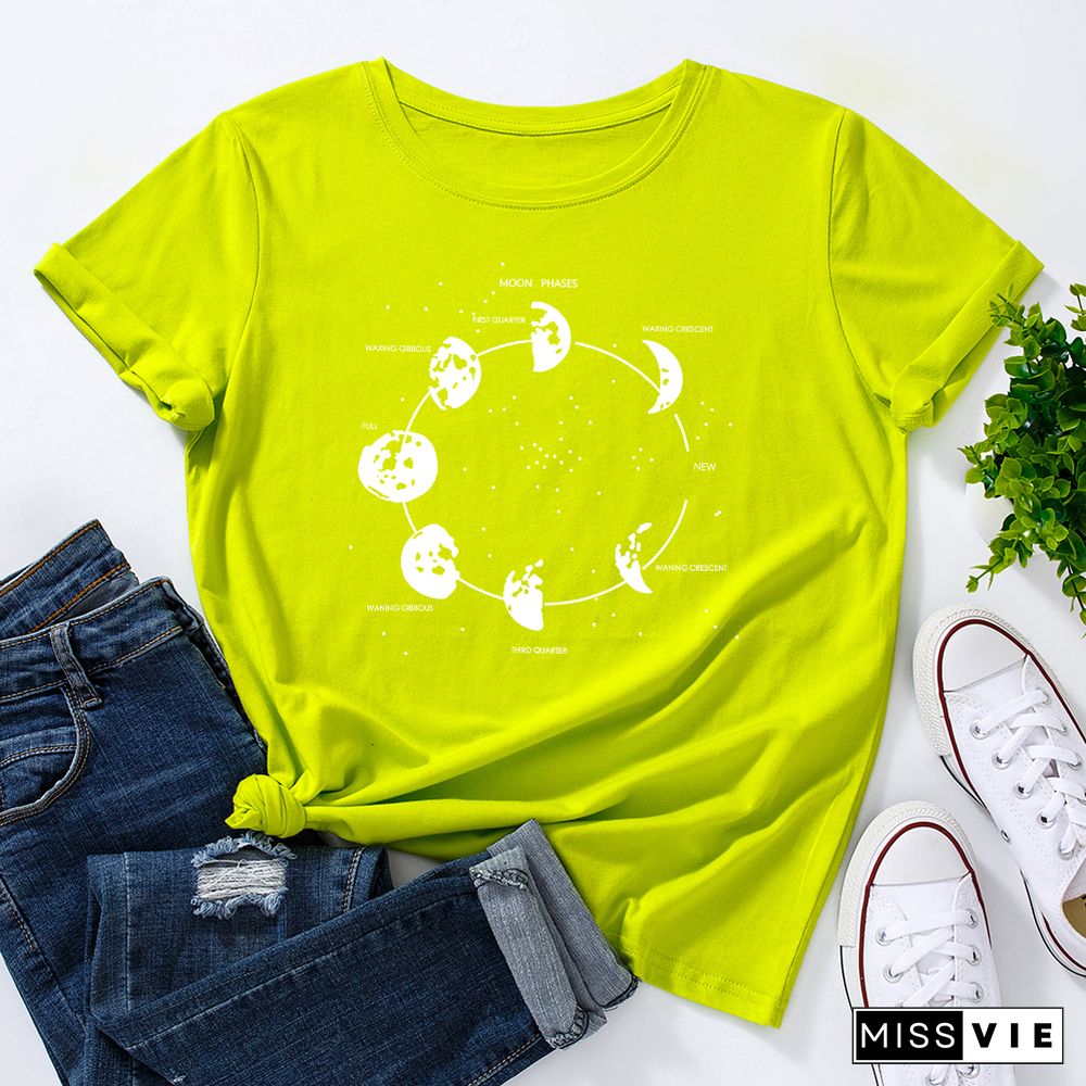 Celestial Moon Phase Cosmos Space T-Shirt Funny ShirtsFor Women Female Graphic Tee Short Sleeve Summer Shirts Tops Shirt Gift