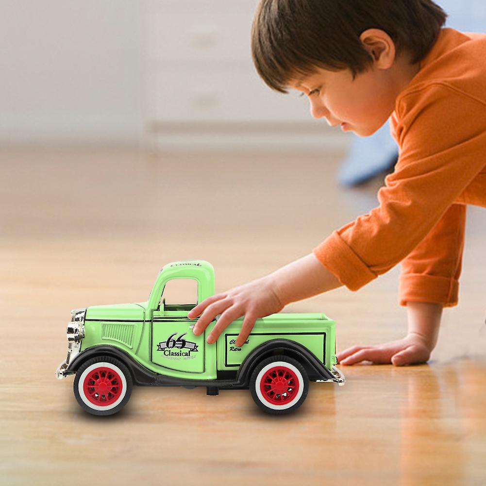 Alloy Pull Back Car Toy Pickup Truck Model Diecast Toy Sound Light Car Vehicle Toys(green)