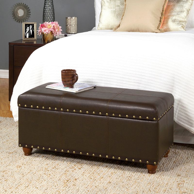 HomePop Nailhead Faux Leather Storage Ottoman