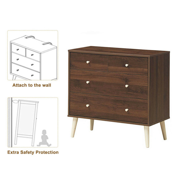 Costway 69432810 4 Drawer Dresser Cabinet Storage ...