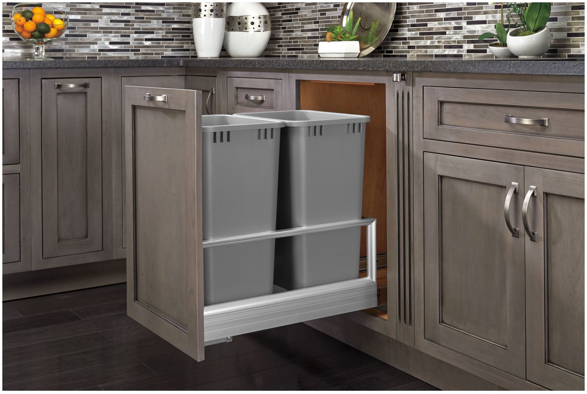 Rev-A-Shelf 5149-2150DM-211 Rev-A-Motion Double 50 Qt Pullout Cabinet Trash Can