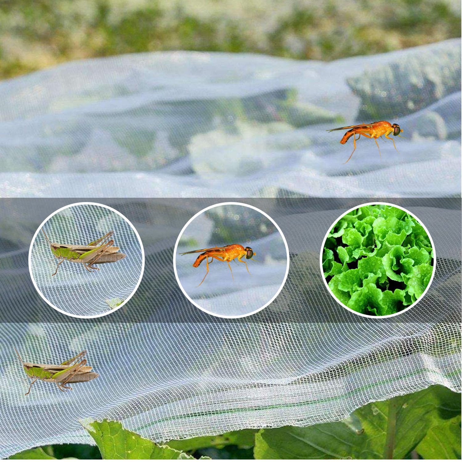 Bug Net Insect Bird Netting, Garden Netting Protect Plants Fruits Flowers 6.5Ft x 10Ft