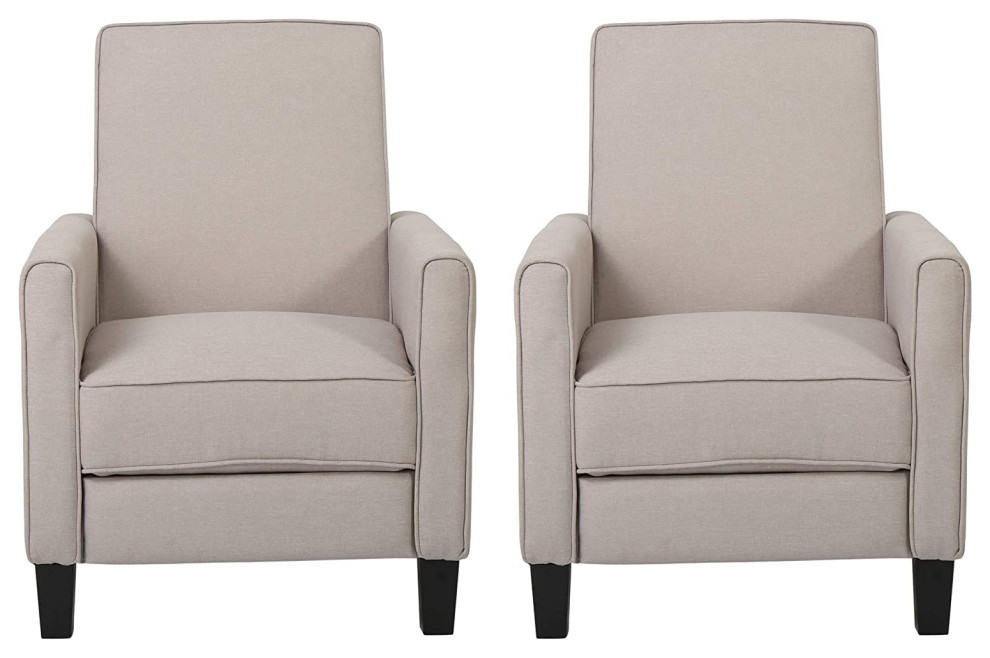 Set of 2 Recliner Chair  Tapered Legs With Padded Seat and Pipe Accents   Transitional   Recliner Chairs   by Declusia  Houzz