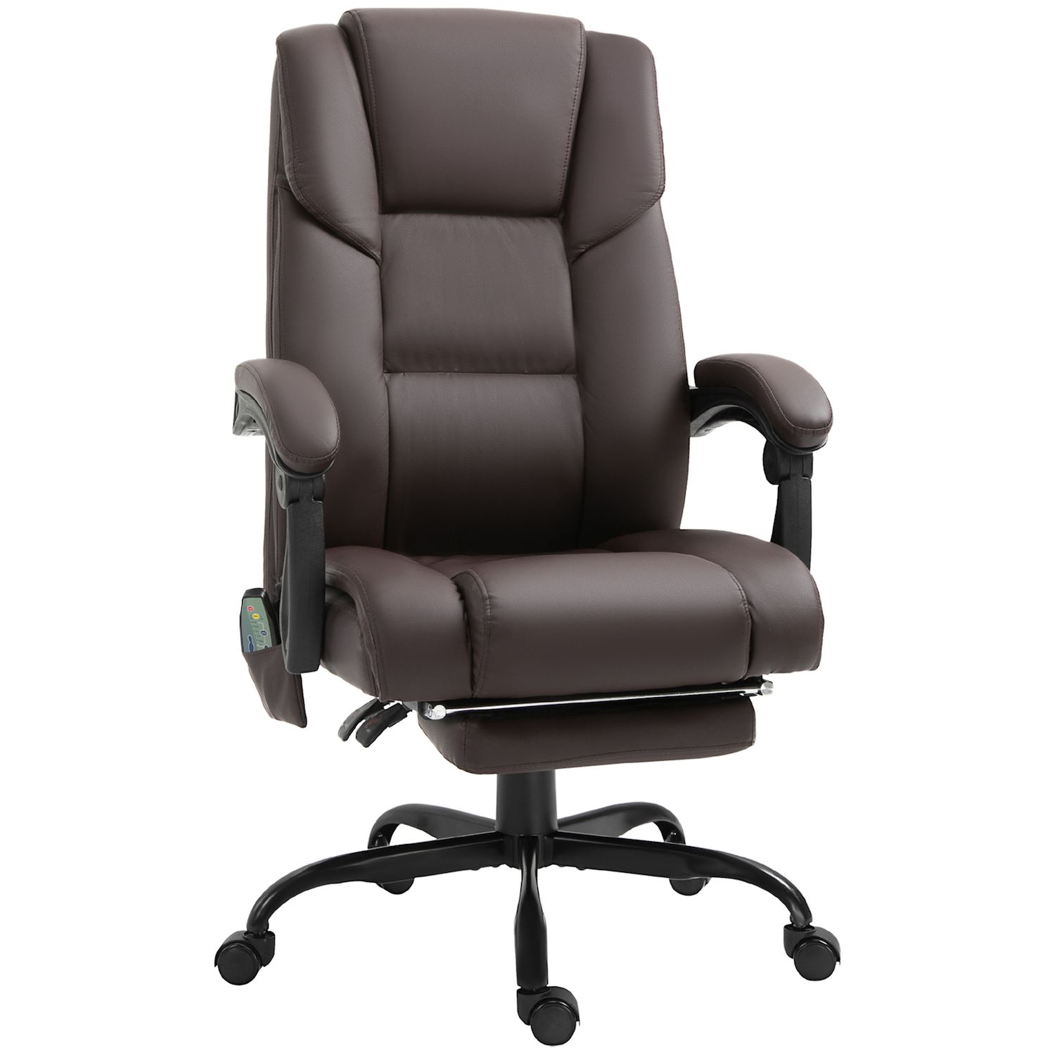 Vinsetto High Back Massage Office Desk Chair with 6 Point Vibrating Pillow Computer Recliner Chair with Retractable Footrest and Adjustable Lumbar Support Brown