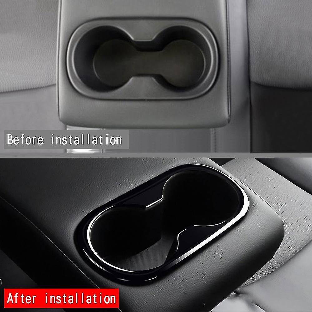 Car Glossy Black Rear Water Cup Holder Decoration Frame Cover Trim Fit For Corolla Cross 2021 2022