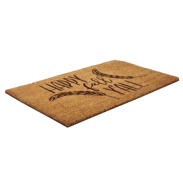 X 2 x27 4 quot Happy Fall Y x27 all Indoor outdoor Coir Doormat Black brown Entryways