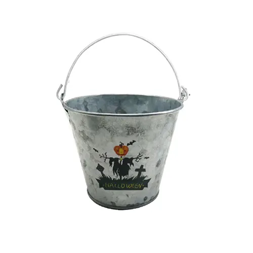 Halloween pumpkin cheap galvanized bucket planter vintage flower pots decorative home garden