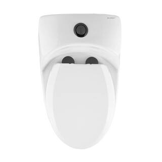 Swiss Madison Chateau 1-piece 1.11.6 GPF Dual Flush Elongated Toilet in Glossy White with Black Hardware Seat Included SM-1T803HB