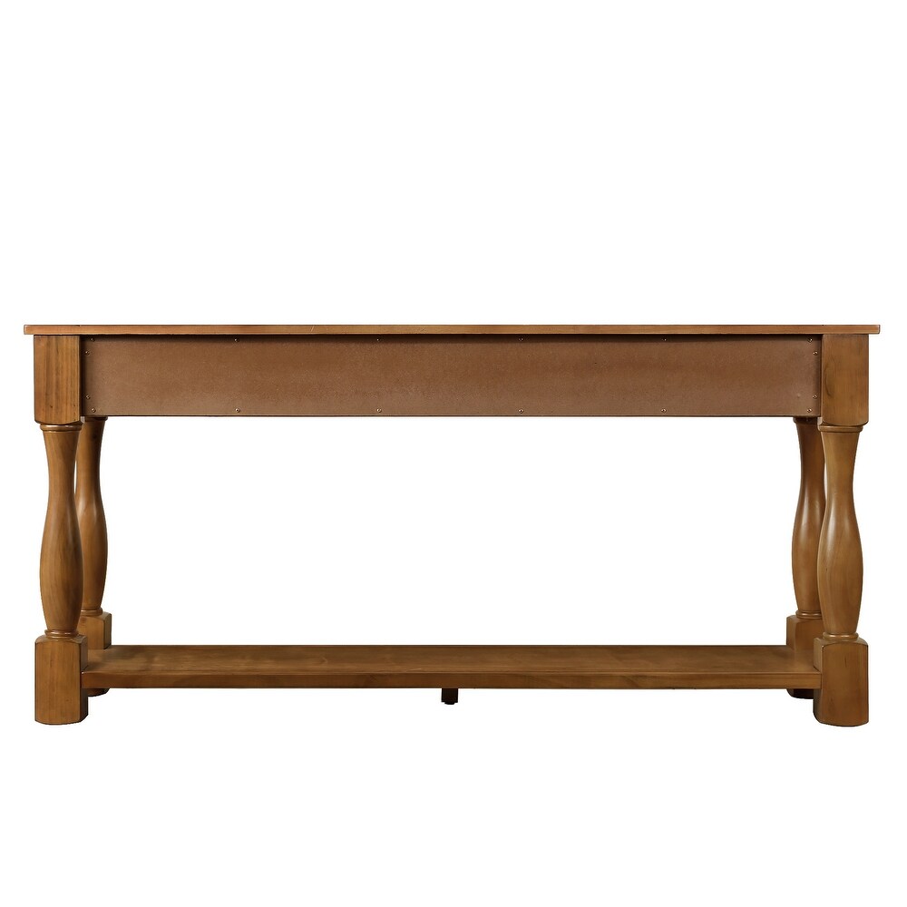 Wood Brown Console Table Long Sofa Table Hallway Table with 3 Drawers