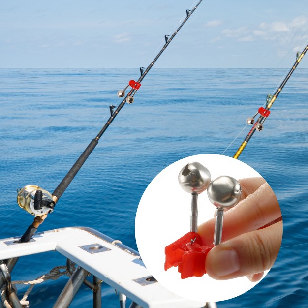 Unique Bargains Plastic Clamp Fishing Rod Bite Bait Alarm With Twin Bells Red Silver Tone 20 Pcs