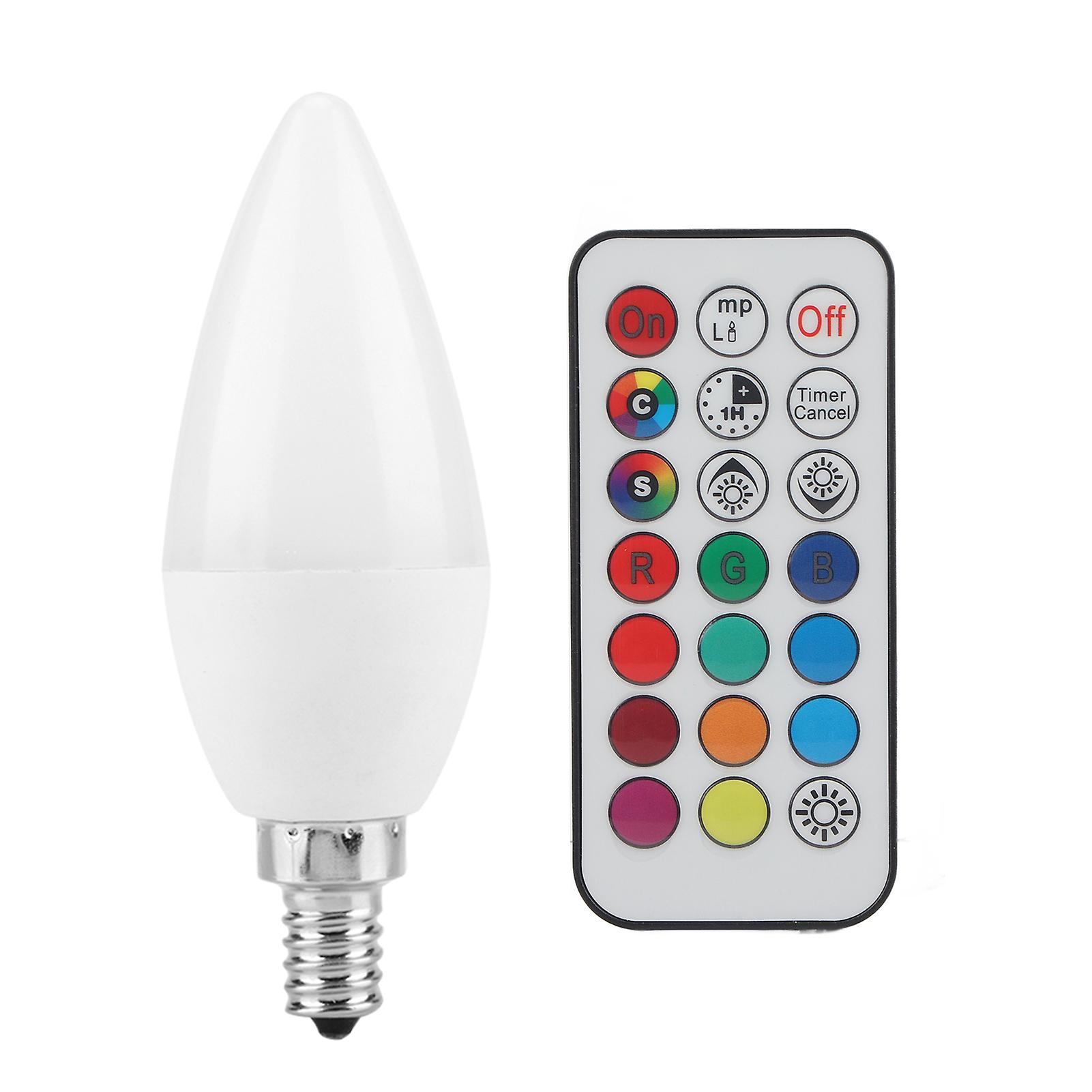 3w Multi Color Changing Led Candle Light Bulb Ac85-265v With Remote Control(e12rgb+warm White)