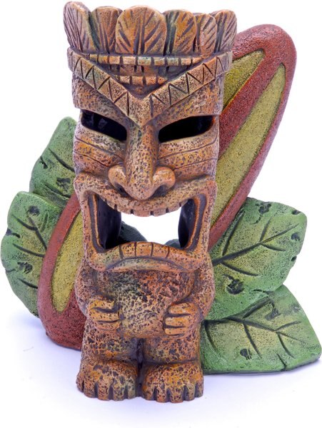 Penn-Plax Tiki With Surfboard Aquarium Ornament