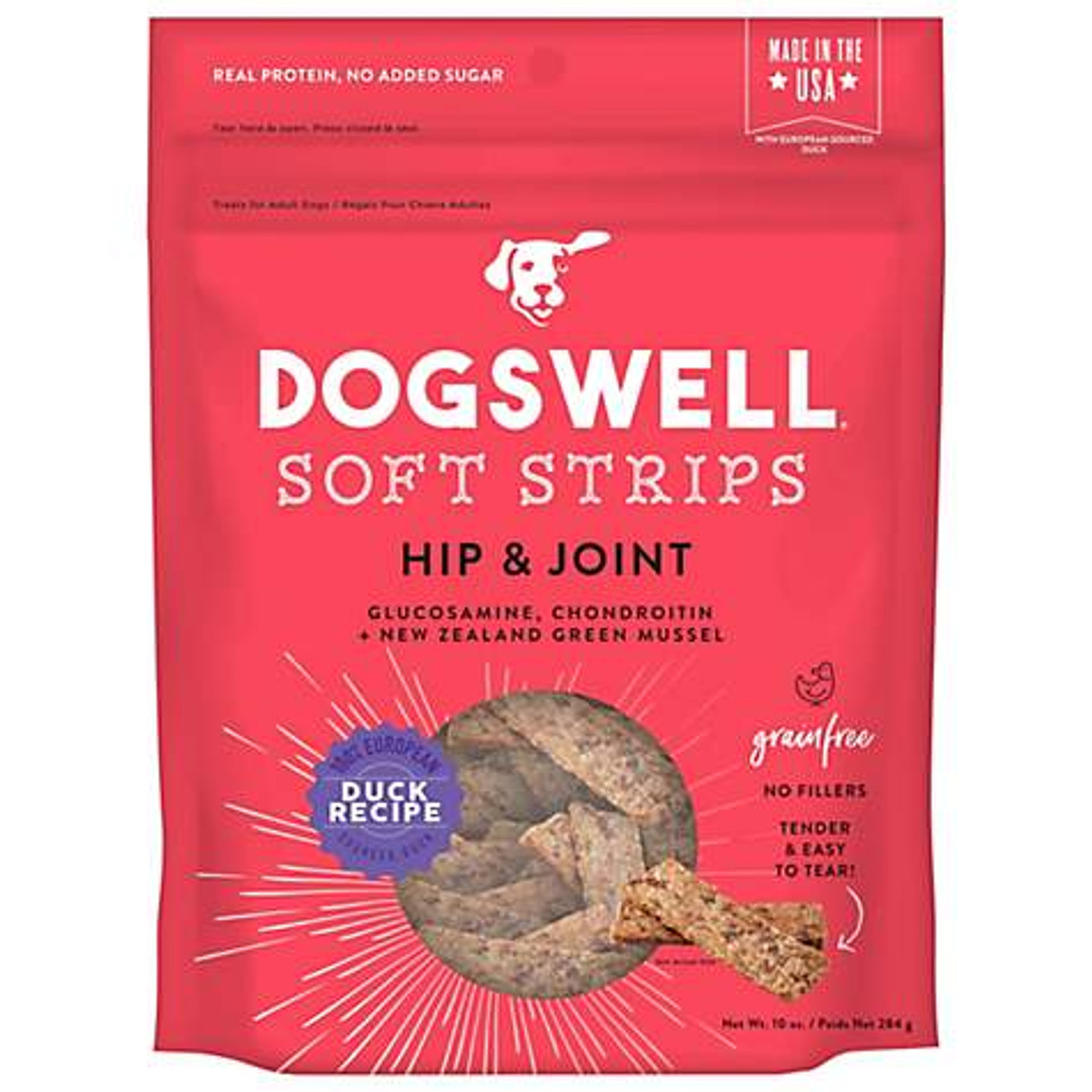 Dogswell Hip and Joint GF Duck Recipe Soft Strips Dog Treats 10oz Bag