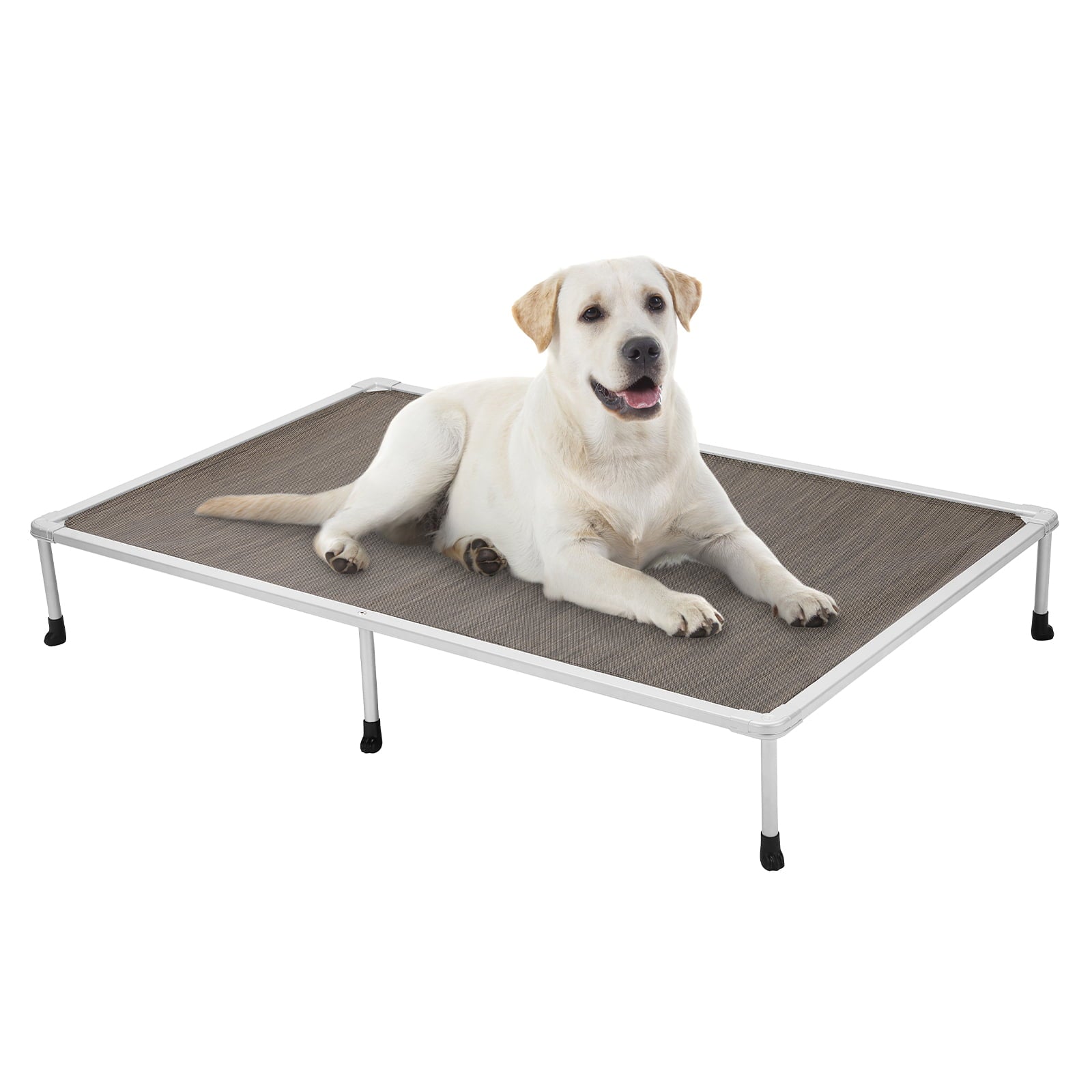 Veehoo Chewproof Dog Bed， Cooling Raised Dog Cots with Silver Metal Frame， XX Large， Brown