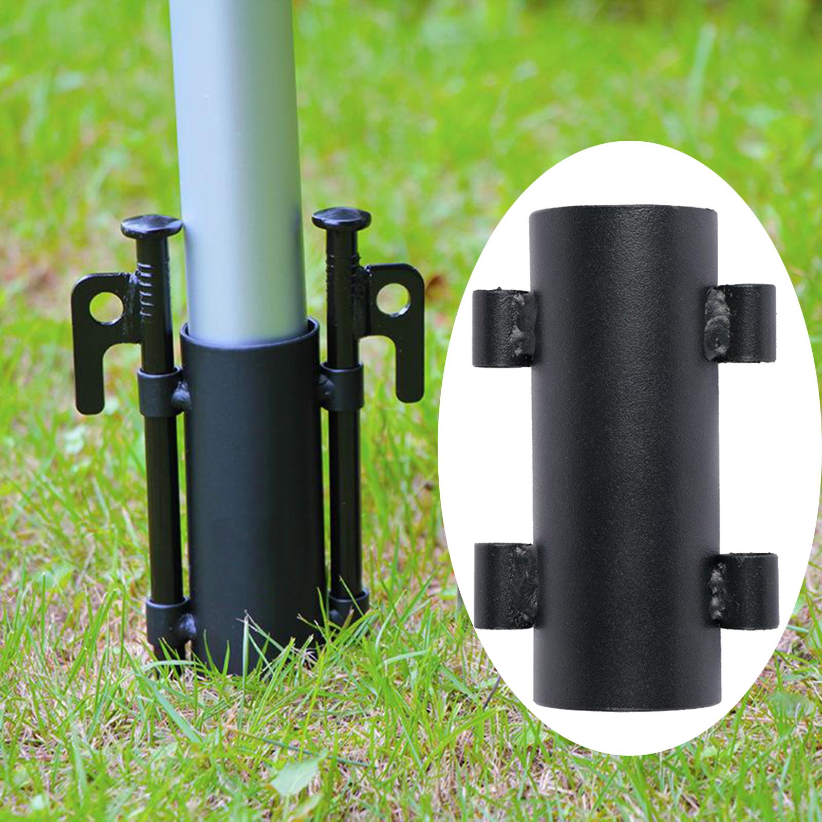 Metal Sunshade Pole Ground Holder Frame Tent Awning Canopy Pole Fixing Pipe Outdoor Camping Fishing Camp Column Nail Holder Accessory