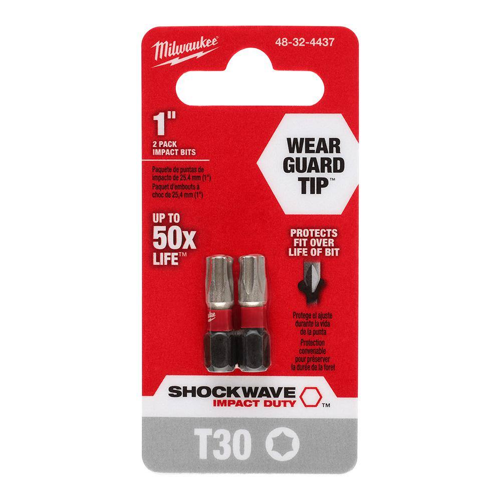 MW SHOCKWAVE Impact Duty 1 in. T30 Torx Alloy Steel Insert Bit (2-Pack) 48-32-4437