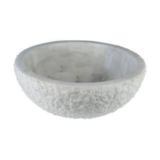 Round Marble Textured Vessel Sink in White SNK-RD-WH-T