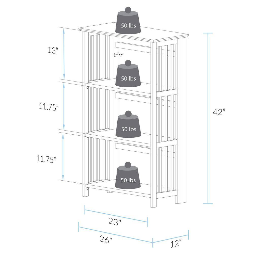 Casual Home Soho Manhattan 42 in. H Natural Wood 4-Shelf Folding Etagere Bookcase 333-40