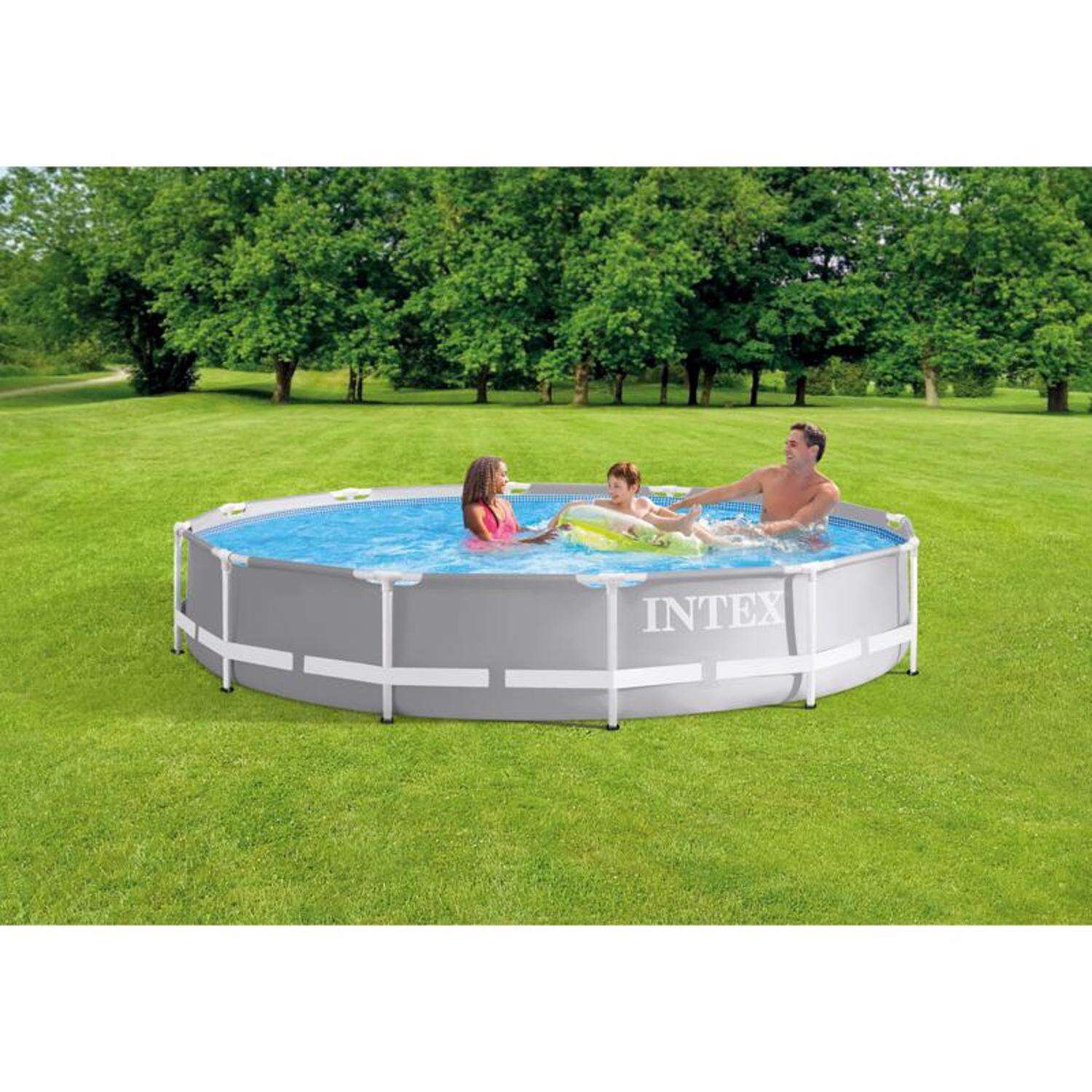 Intex Prism Frame 1718 gal Round Metal Above Ground Pool 30 in. H X 12 ft. D