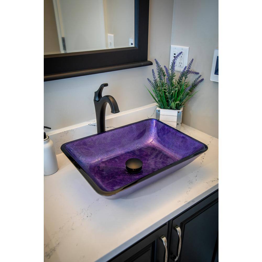 Eden Bath Purple Foil Glass Rectangular Vessel Sink EB_GS78