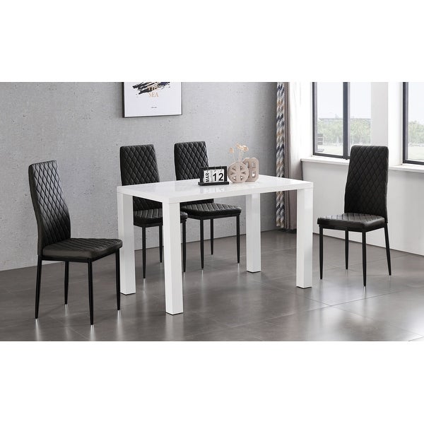 Dining Chair Leather Diamond Grid Pattern Home Conference Chair Set Of 4 - 20.47*15.75 *37.8INCH