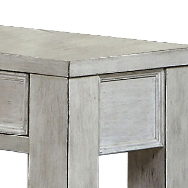 Transitional Wooden Console Table with 4 Drawers and Open Shelf， White