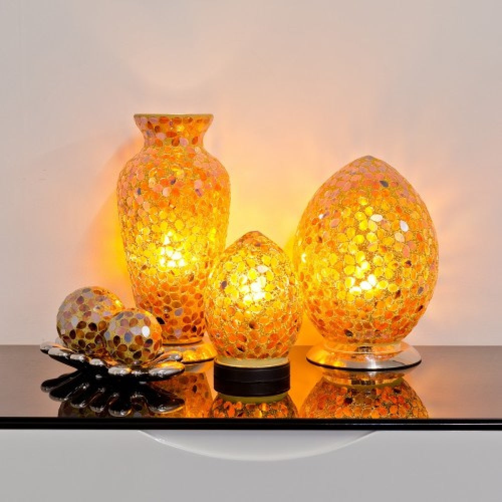 Britalia 880402 Brown Flower Mosaic Glass Vintage Egg Table Lamp 20cm