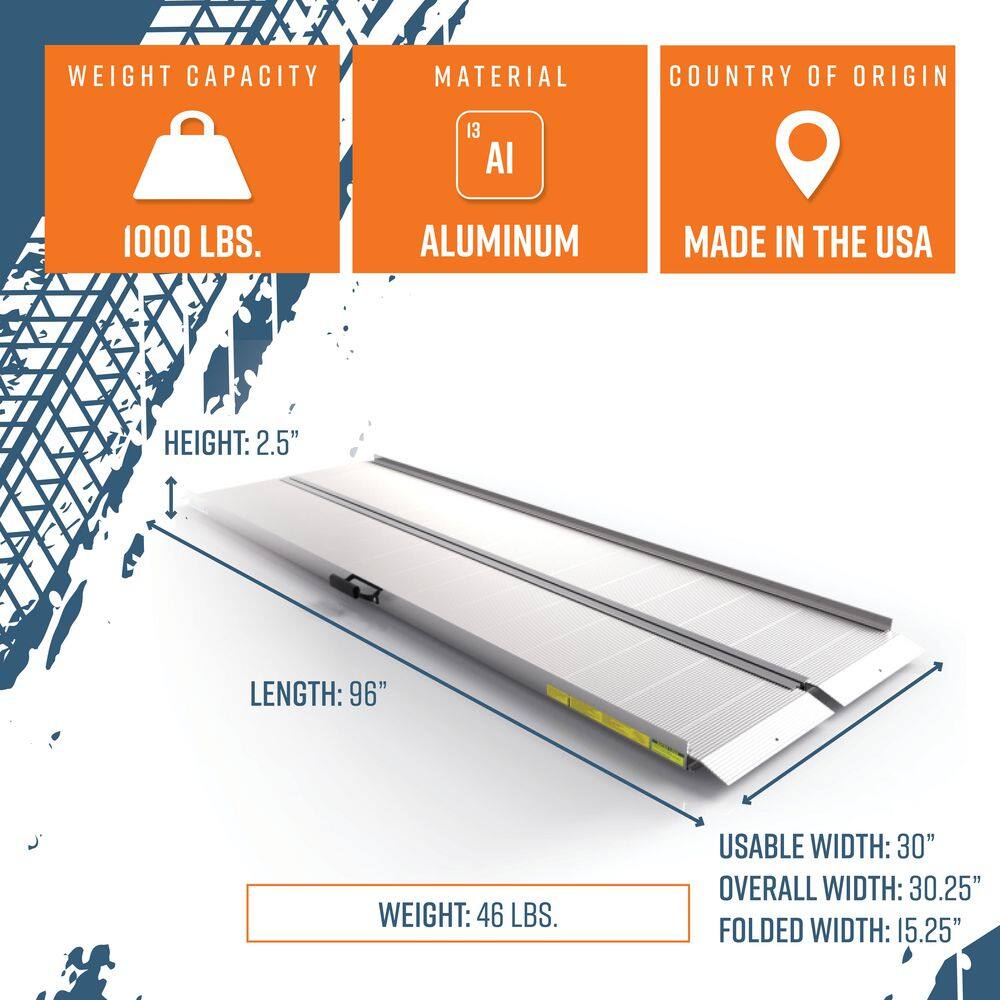 EZ-ACCESS TRAVERSE 8 ft. Singlefold Aluminum Loading Ramp TRAVERSE SF08
