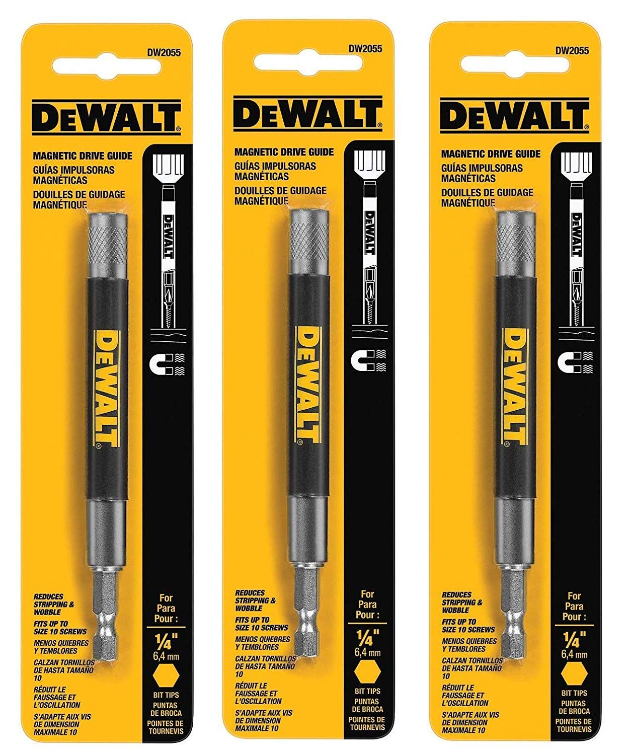 DW DW2055 Magnetic Bit Tip Holder 3 Pack