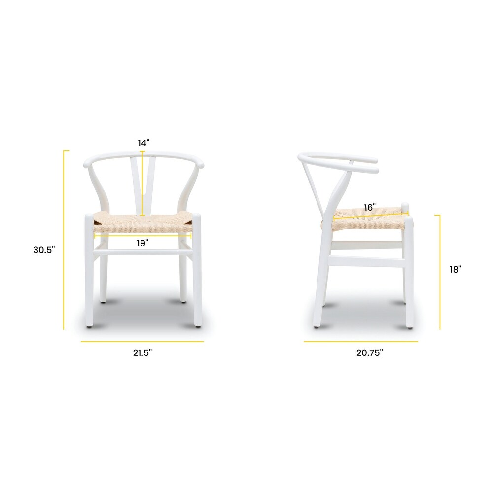 Poly and Bark Weave Chair   Solid Wood Frame (White)