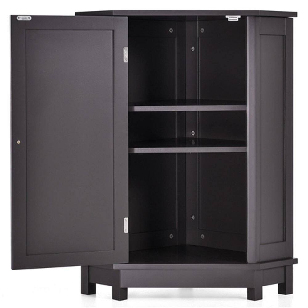 17.5 in. W x 17.5 in. D x 31.4 in. H in Black Brown MDF Floor Kitchen Cabinet with Shelf YY291477AAD-1