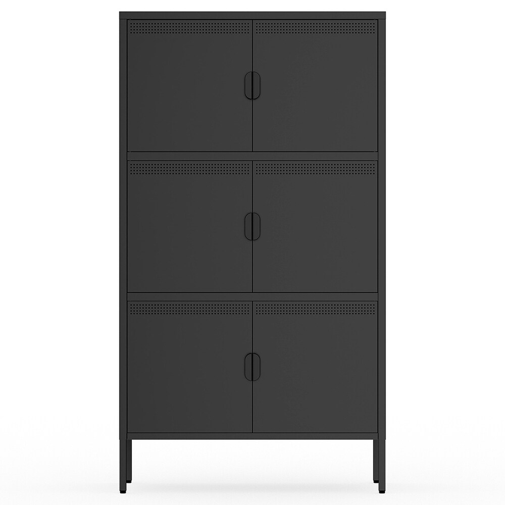 Metal Accent Storage Cabinet with 6 Doors and Adjustable Shelves