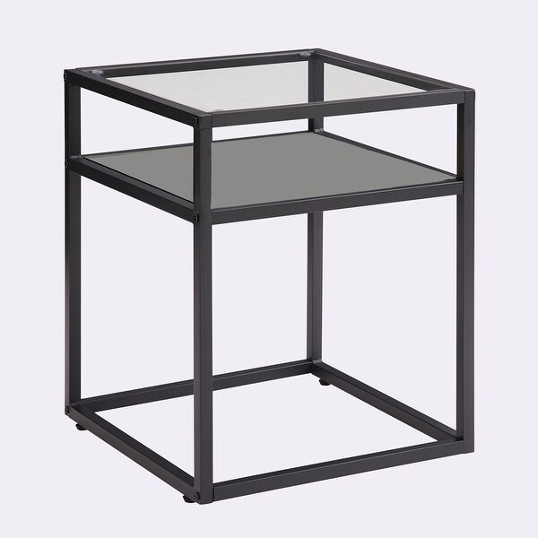 2-Tier Side Table Tempered Glass Top