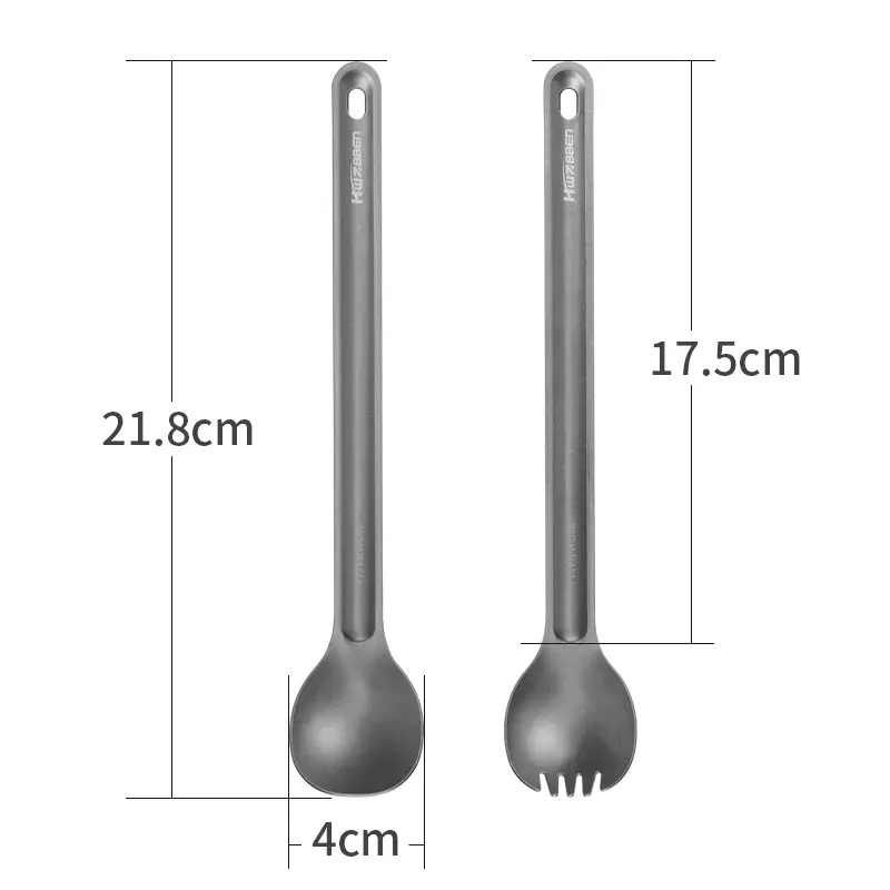 long handle Anti Rust healthy outdoor camping utensils Titanium cutlery set spoon spork for fishing hiking hunting survival