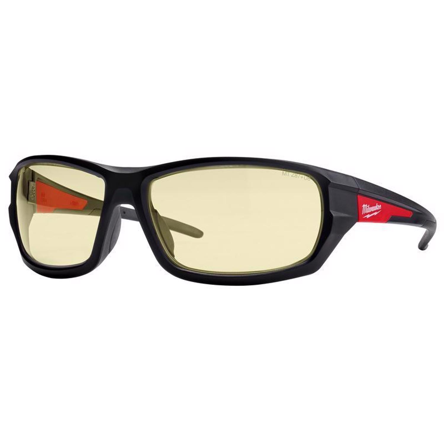 MW Performance Anti-Fog Impact-Resistant Safety Glasses Yellow Lens Black/Red Frame